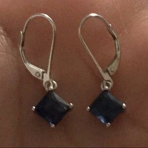 Silver Earrings with Blue Crystals